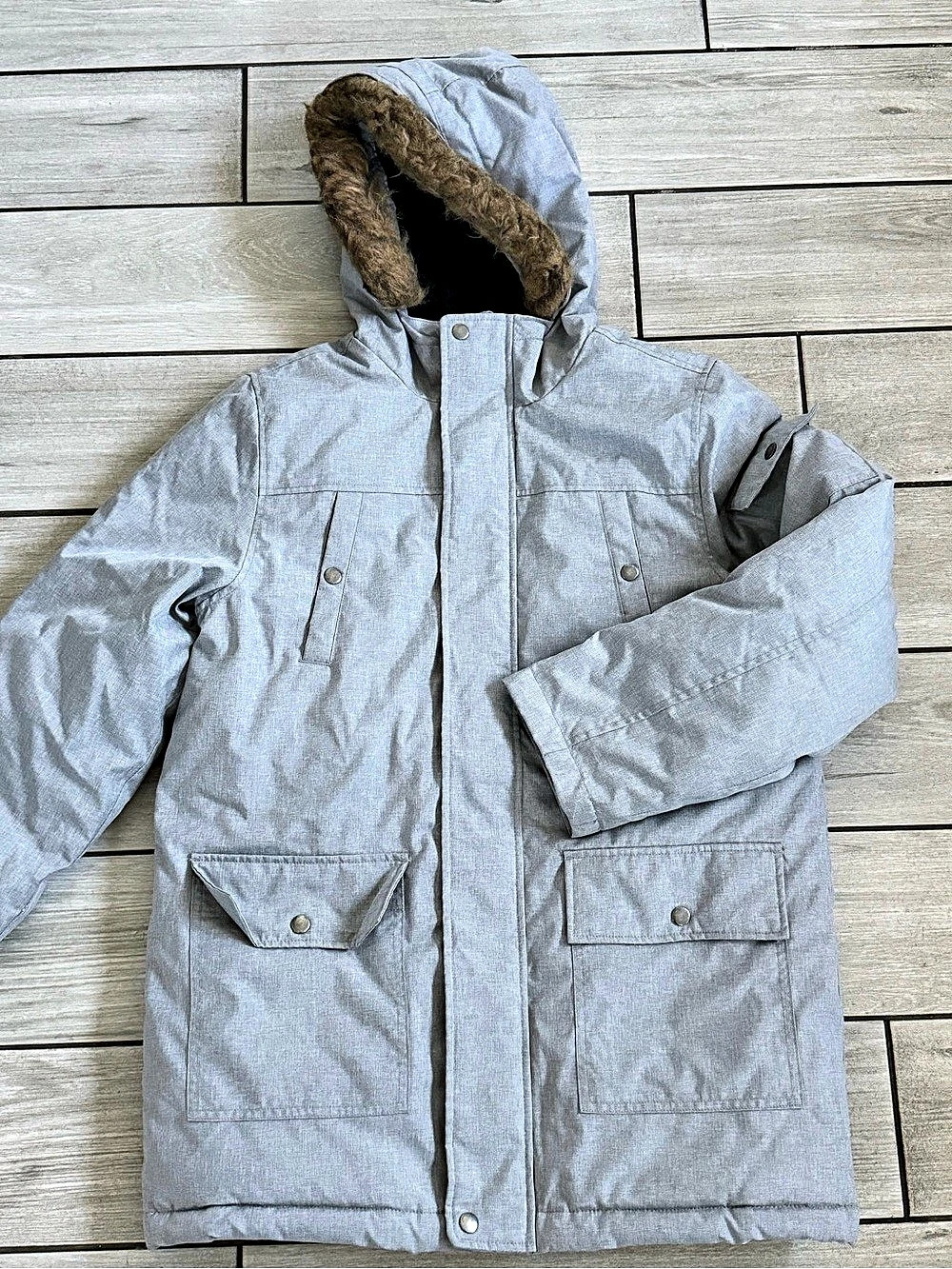 SwissTech Youth Hooded Puffer Jacket Gray XXL (18) Like New